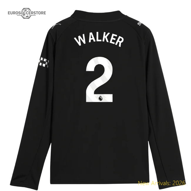 2025-2026 Man City Long Sleeve Away Shirt (Kids) (Walker 2)-Football Jersey Hub