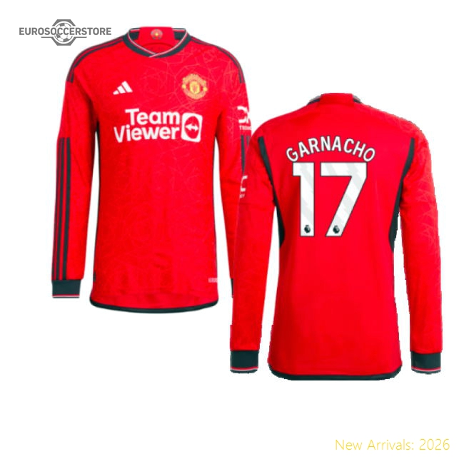 2023-2024 Man Utd Long Sleeve Home Shirt (Garnacho 17)-Football Jersey Hub