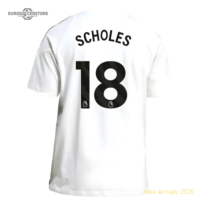 2025-2026 Man Utd Training Tee (White) (Scholes 18)-Football Jersey Hub