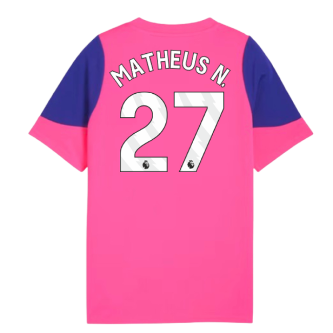 2025-2026 Man City Training Jersey (Fluro Pink) - Kids (Matheus N. 27)-Football Shirts Shop