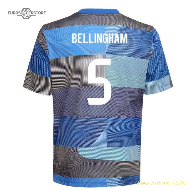 2025-2026 Real Madrid Pre-Match Shirt (Blue) - Kids (Bellingham 5)-Football Shirts Shop