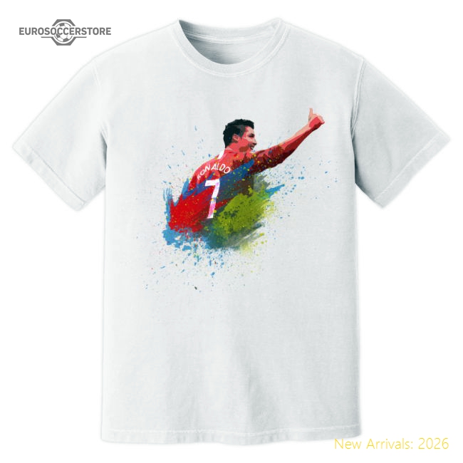 Cristiano Ronaldo Man United Art T-Shirt (White)-Football Jersey Hub