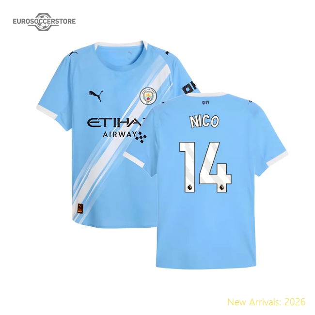 2025-2026 Man City Authentic Home Shirt (Nico 14)-Football Shirts Shop