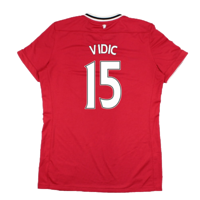 Manchester United 2011-12 Home Shirt (Women\'s) ((Very Good) M) (Vidic 15)-Football Jersey Hub