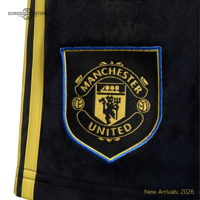 2025-2026 Man Utd Third Shorts (Black) - Kids-Football Jersey Hub