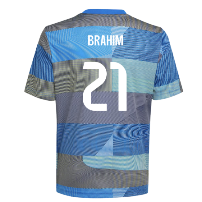 2025-2026 Real Madrid Pre-Match Shirt (Blue) - Kids (Brahim 21)-Football Shirts Shop