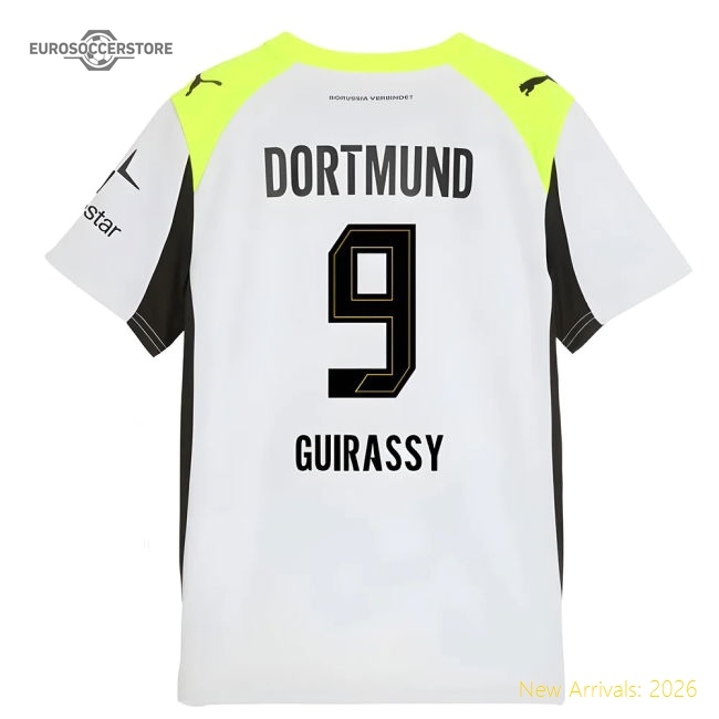 2025-2026 Borussia Dortmund Away Shirt (Kids) (Guirassy 9)-Football Jersey Hub