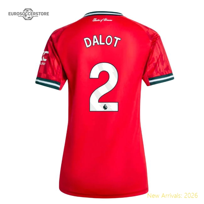 2025-2026 Man Utd Home Shirt (Womens) (Dalot 2)-Football Jersey Hub