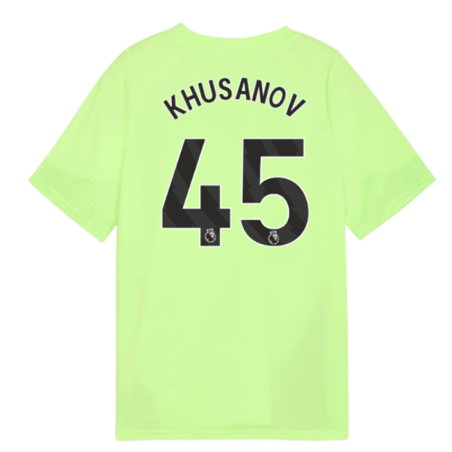 2025-2026 Man City Training Jersey (Fizzy Apple) - Kids (Khusanov 45)-Football Shirts Shop