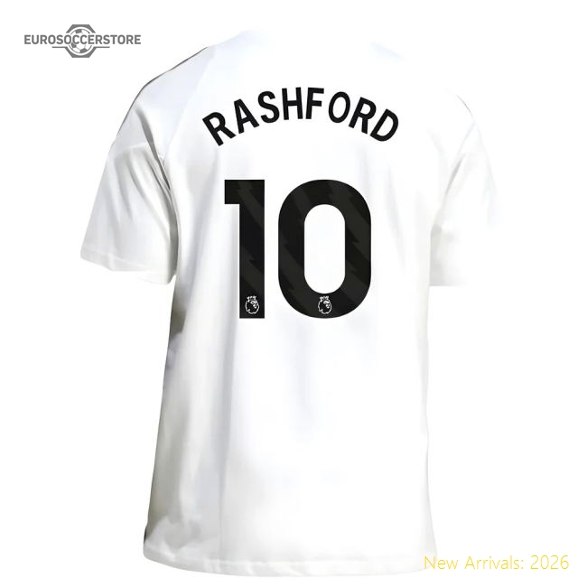 2025-2026 Man Utd Training Tee (White) (Rashford 10)-Football Jersey Hub