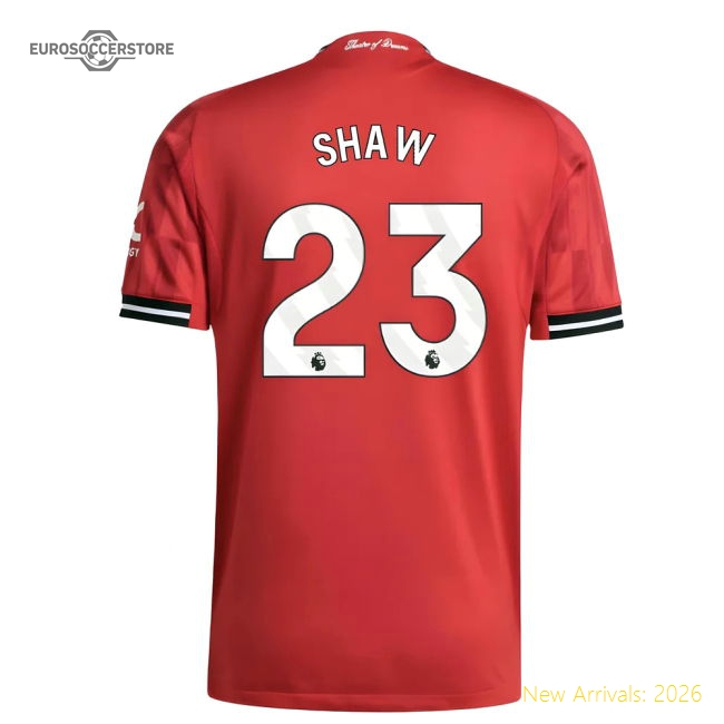 2025-2026 Man Utd Authentic Home Shirt (Shaw 23)-Football Jersey Hub