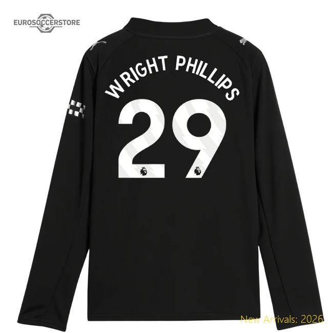 2025-2026 Man City Long Sleeve Away Shirt (Kids) (Wright Phillips 29)-Football Jersey Hub