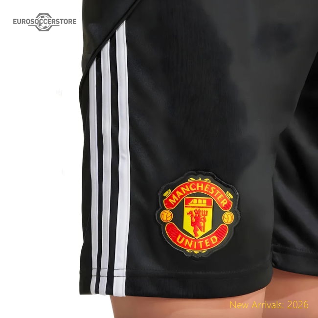 2025-2026 Man Utd Home Shorts (Black) - Kids-Football Jersey Hub