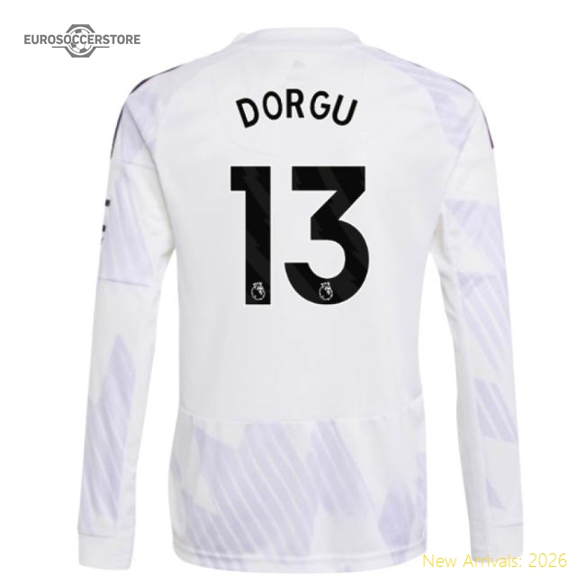 2025-2026 Man Utd Long Sleeve Away Shirt (Kids) (Dorgu 13)-Football Jersey Hub