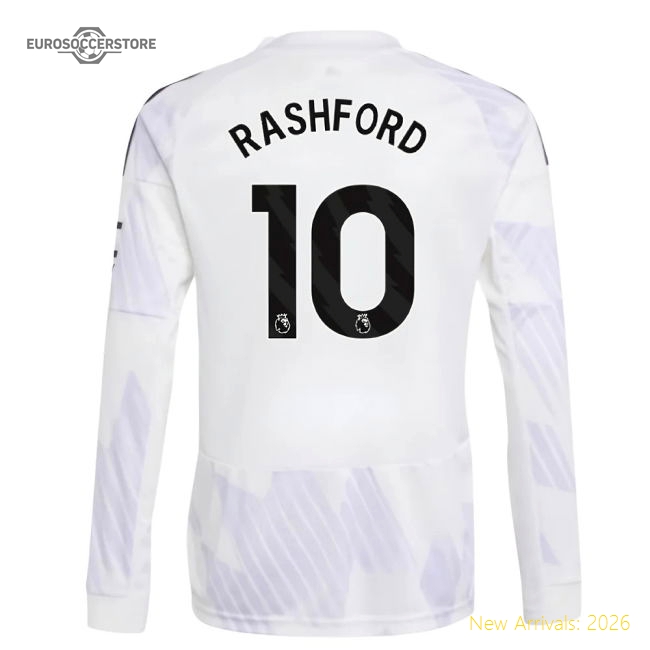 2025-2026 Man Utd Long Sleeve Away Shirt (Kids) (Rashford 10)-Football Jersey Hub
