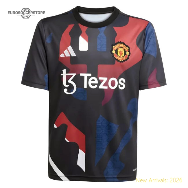2024-2025 Man Utd Pre-Match Jersey (Black) - Kids-Football Jersey Hub