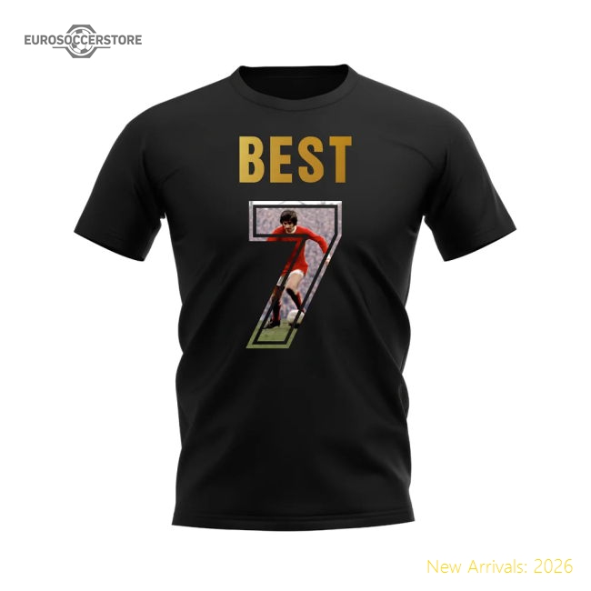 George Best Name And Number Manchester United T-Shirt (Black)-Football Jersey Hub