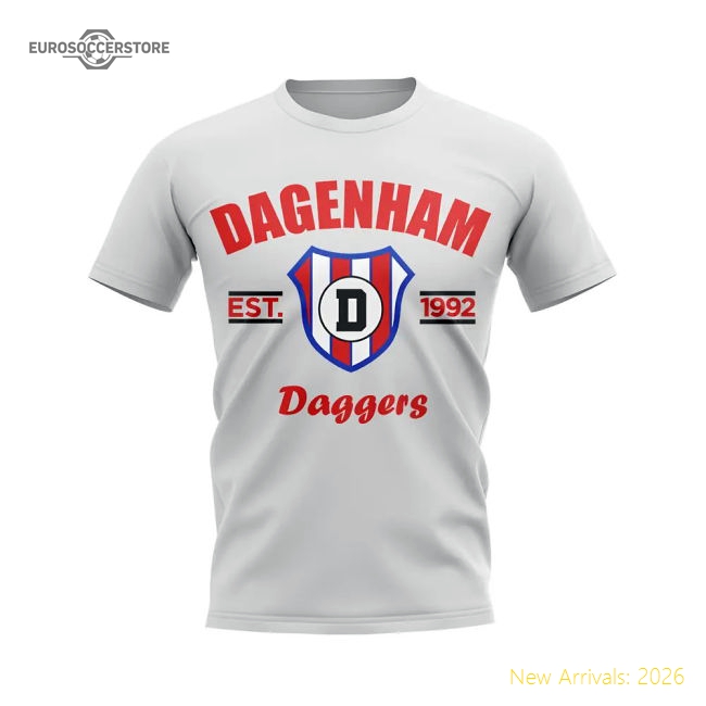 Non-League Dagenham Established Football T-Shirt (White)-Jersey Chest: 2026 World Cup Soccer Kits