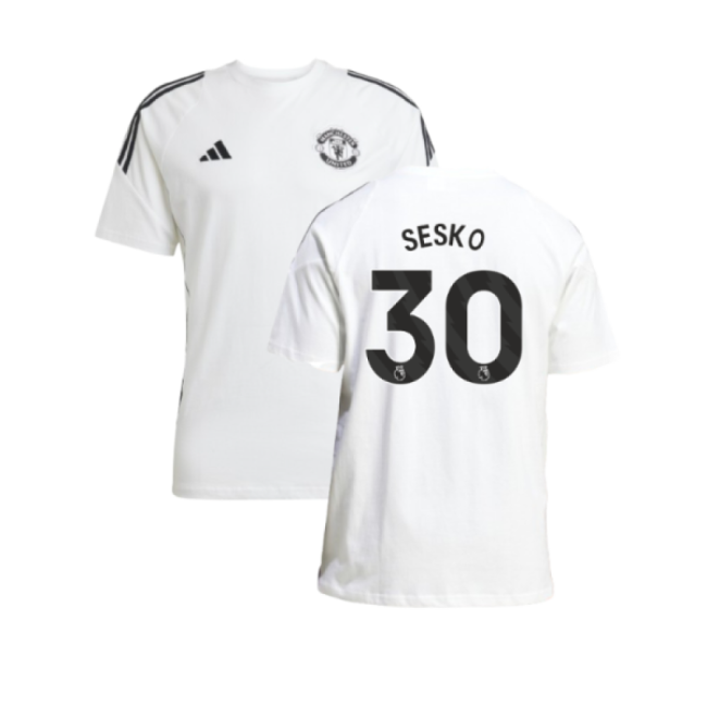 2025-2026 Man Utd Training Tee (White) (Sesko 30)-Football Jersey Hub