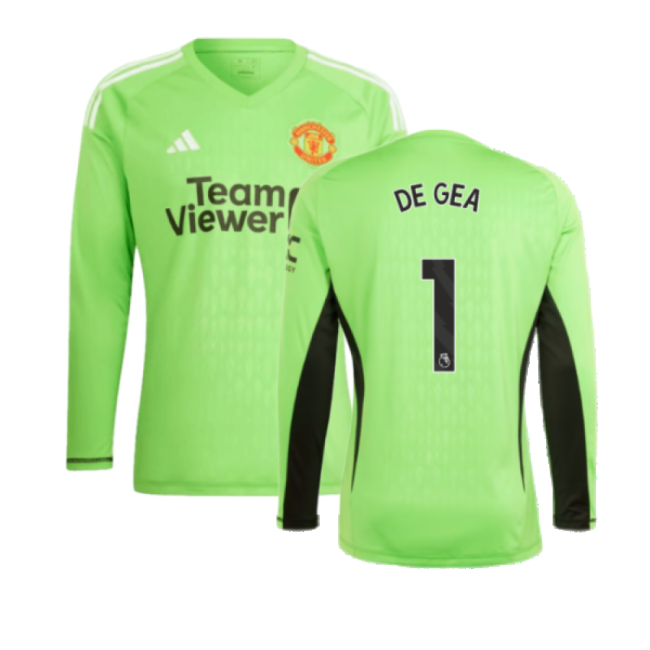 2023-2024 Man Utd Home Goalkeeper Shirt (Solar Green) (DE GEA 1)-Football Jersey Hub