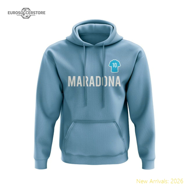 Diego Maradona Napoli Number Hoody (Sky)-Vantage Point Soccer