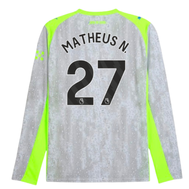 2025-2026 Man City Long Sleeve Third Shirt (Matheus N. 27)-Football Jersey Hub
