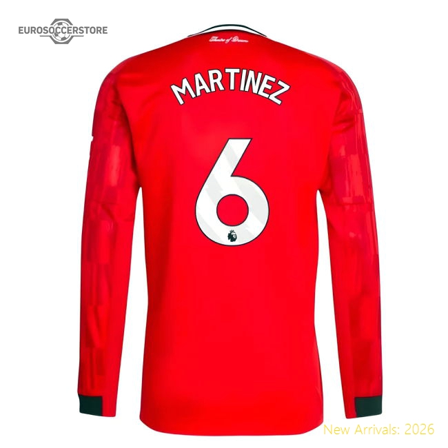 2025-2026 Man Utd Long Sleeve Home Shirt (Martinez 6)-Football Jersey Hub