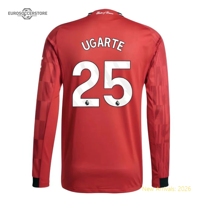 2025-2026 Man Utd Authentic Long Sleeve Home Shirt (Ugarte 25)-Football Jersey Hub
