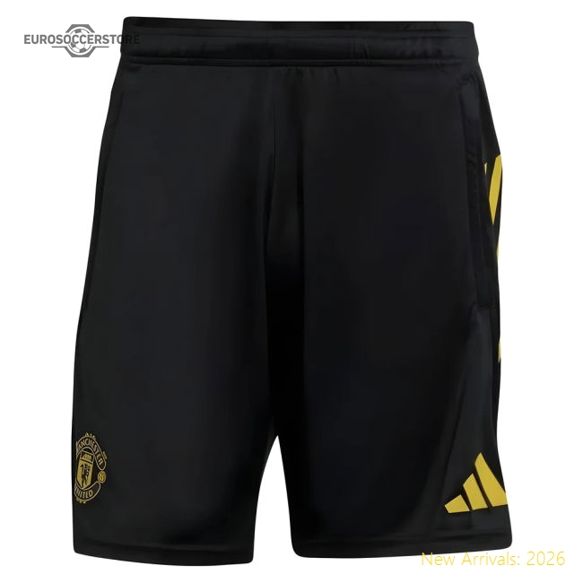 2025-2026 Man Utd EU Training Shorts (Black)-Football Jersey Hub