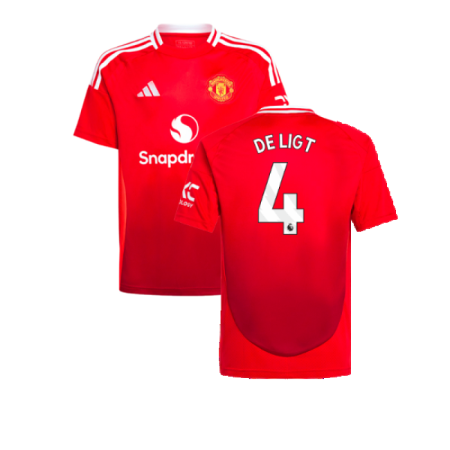2024-2025 Man Utd Home Shirt (Kids) (De Ligt 4)-Football Jersey Hub