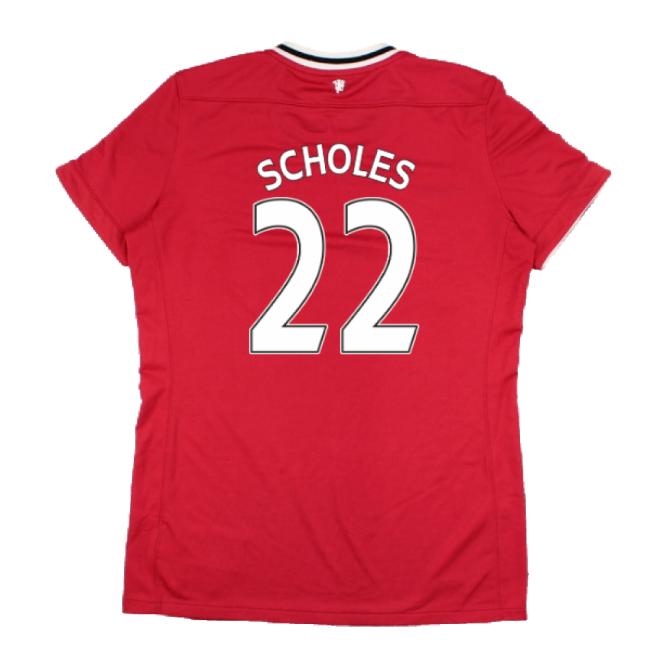Manchester United 2011-12 Home Shirt (Women\'s) ((Very Good) M) (Scholes 22)-Football Jersey Hub