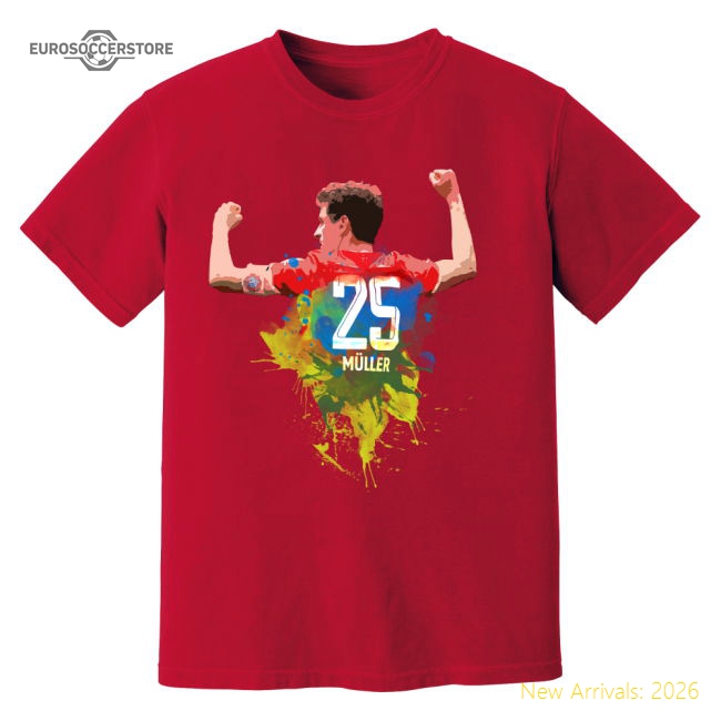 Thomas Muller Bayern Munich Art T-Shirt (Red)-PitchVibe Kits