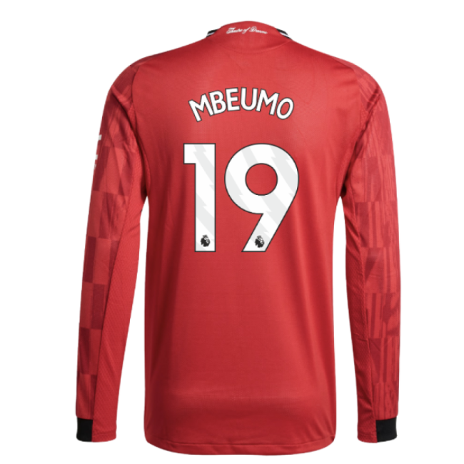 2025-2026 Man Utd Authentic Long Sleeve Home Shirt (Mbeumo 19)-Football Jersey Hub