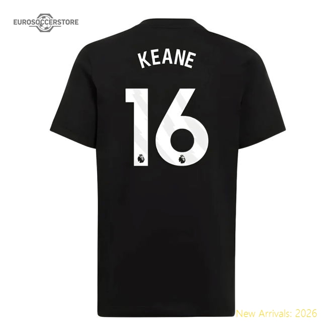 2025-2026 Man Utd EU Training Tee (Black) (Keane 16)-Football Jersey Hub