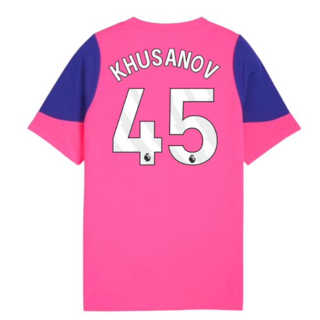 2025-2026 Man City Training Jersey (Fluro Pink) - Kids (Khusanov 45)-Football Shirts Shop