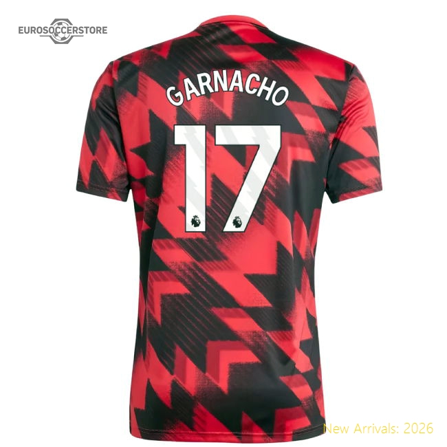 2025-2026 Man Utd Pre-Match Shirt (Red) (Garnacho 17)-Football Jersey Hub
