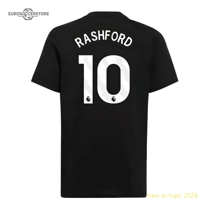 2025-2026 Man Utd EU Training Tee (Black) (Rashford 10)-Football Jersey Hub