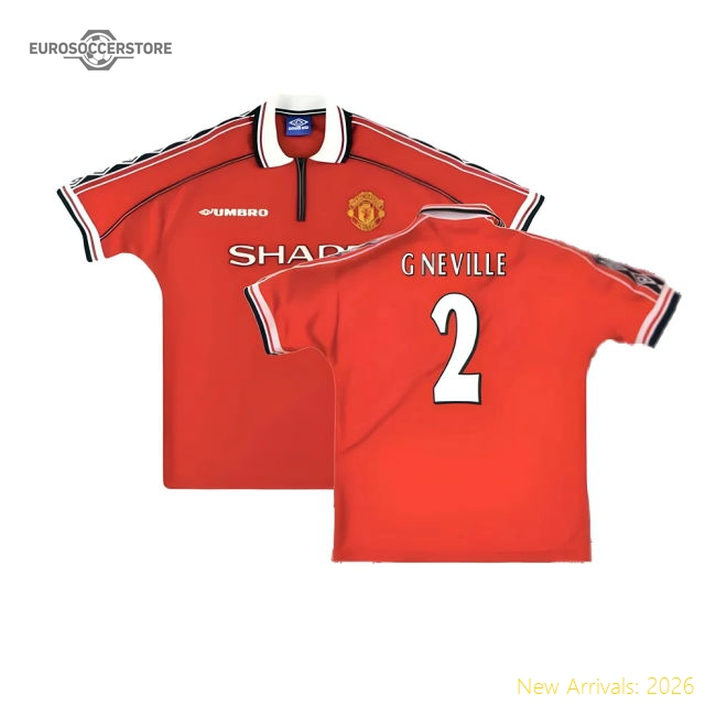 Manchester United 1998-2000 Home Shirt (XXL) (Excellent) (G Neville 2)-Football Jersey Hub