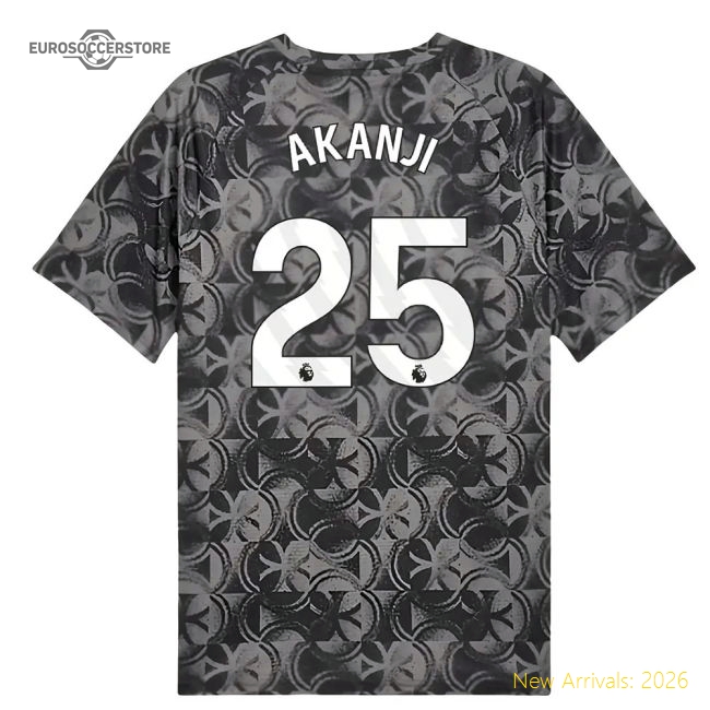 2025-2026 Man City Warm Up Jersey (Black) (Akanji 25)-Football Shirts Shop