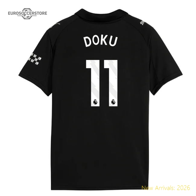 2025-2026 Man City Away Shirt (Kids) (Doku 11)-Football Jersey Hub