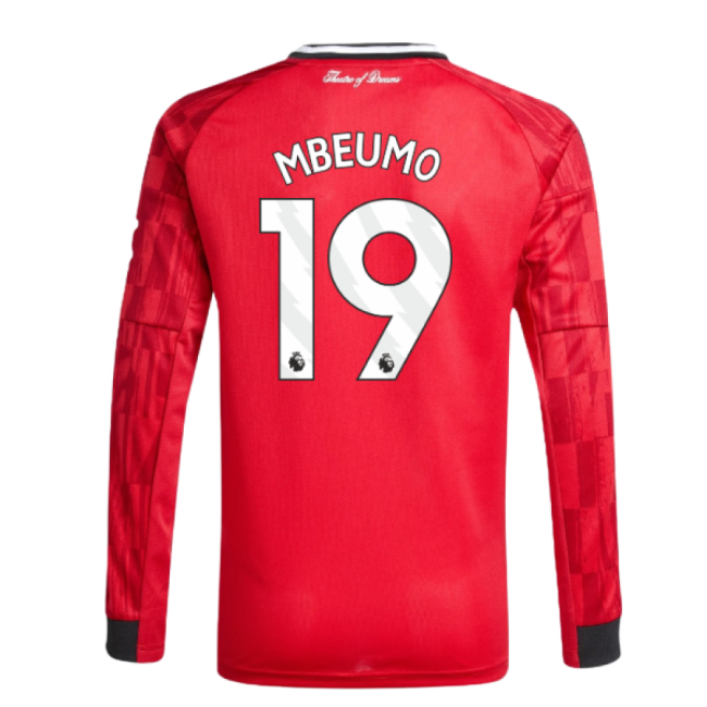2025-2026 Man Utd Long Sleeve Home Shirt (Kids) (Mbeumo 19)-Football Jersey Hub
