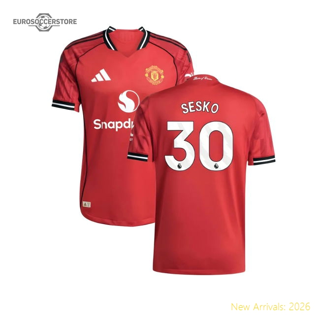 2025-2026 Man Utd Authentic Home Shirt (Sesko 30)-Football Jersey Hub