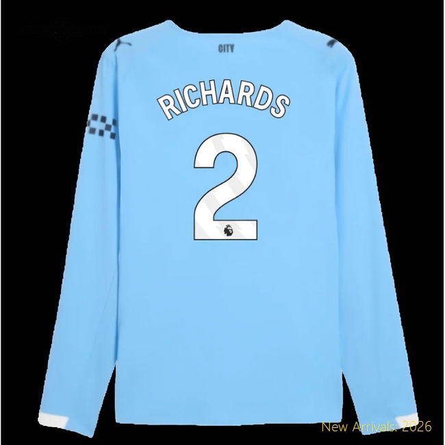 2025-2026 Man City Authentic Long Sleeve Home Shirt (Richards 2)-Football Shirts Shop