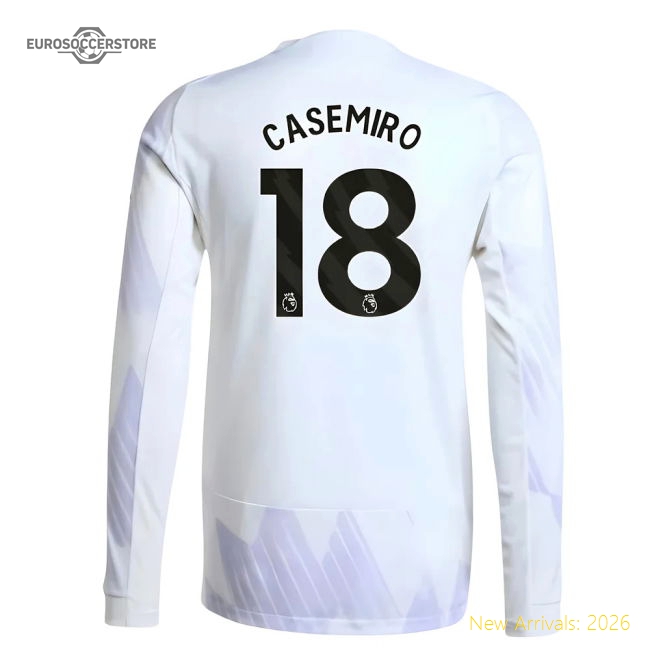 2025-2026 Man Utd Authentic Long Sleeve Away Shirt (Casemiro 18)-Football Jersey Hub