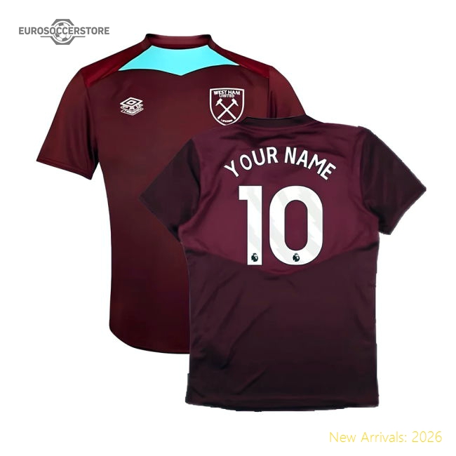 2024-2025 West Ham Training Jersey (Wine) - Kids (Your Name)-Vantage Point Soccer