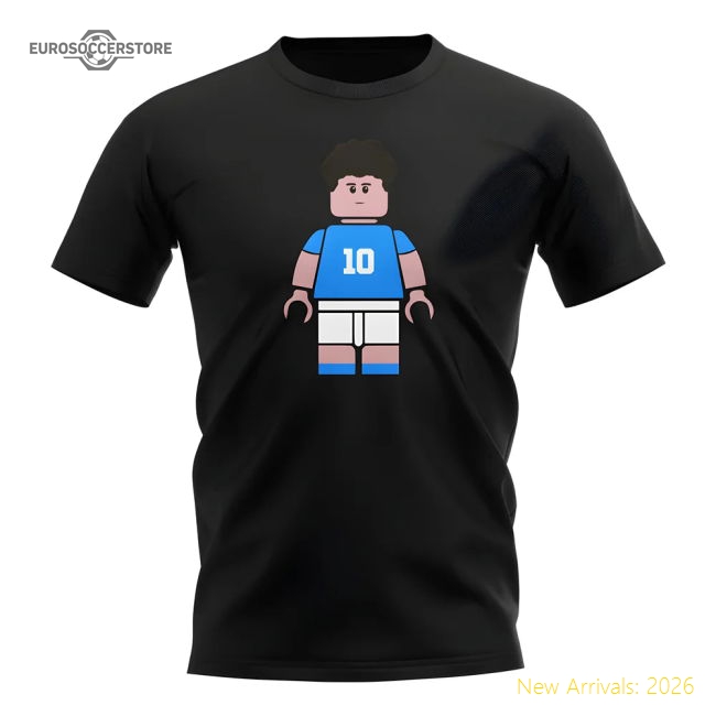 Diego Maradona Napoli Brick Footballer T-Shirt (Black)-Vantage Point Soccer