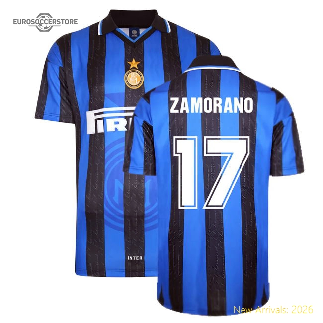 1998 Inter Milan Score Draw Home Shirt (Zamorano 17)-Football Shirts Shop