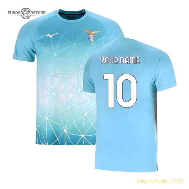2025-2026 Lazio Pre Match Shirt (Azure Blue) (Your Name)-Vantage Point Soccer