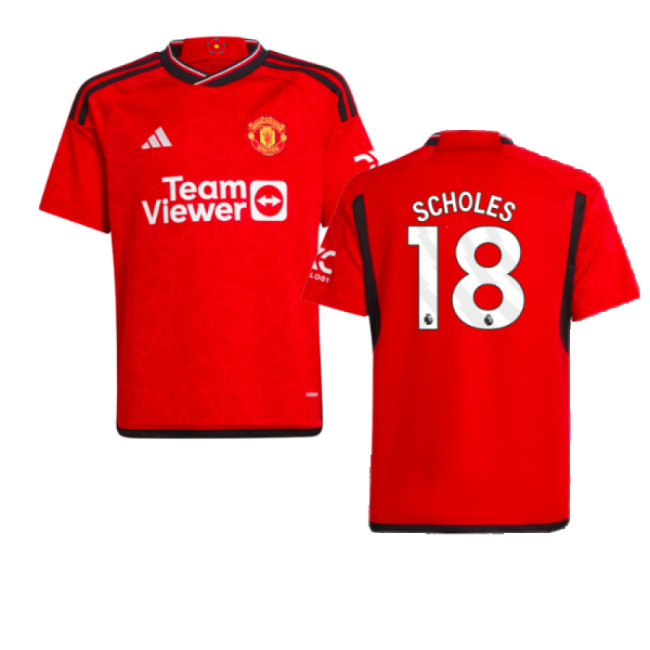 2023-2024 Man Utd Home Shirt (Kids) (Scholes 18)-Football Jersey Hub