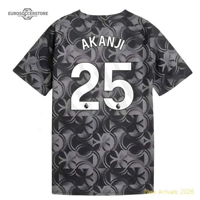 2025-2026 Man City Warm Up Jersey (Black) - Kids (Akanji 25)-Football Shirts Shop